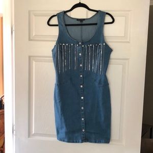 Western Stretch denim fitted embellished rhinestone cowgirl dress